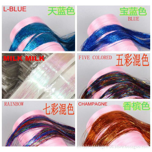 Hot Sale Silk Tinsel Hair Extensions Colorful Hair Tinsel Beautiful hair accessories